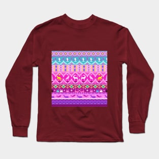 Cross stitch, ethnic pattern, Pixel Seamless, various animal patterns. Long Sleeve T-Shirt